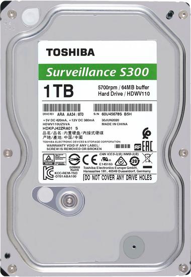 HD Interno Toshiba SATA 1TB Surveillance 3.5" S300 (HDWV110UZSVA)
