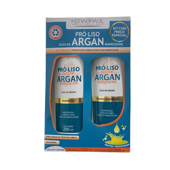 Kit Tratamiento Capilar Kerabrasil Pro-Liso Argan 200ML 2 Piezas na