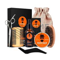 Kit Envisha 7 Em 1 Kit de Crescimento de Barba Inclui Oleo 100% Natural, Balsamo, Escova,