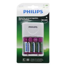 Carregador de Pilhas Philips com 4 Pilhas AA / 2450 Mah - (SCB-2445NB/97)