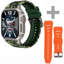 Smartwatch Blulory SV Watch 49 MM com Bluetooth - Prata/Camuflagem Militar + 1 Pulseiras