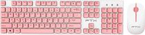 Teclado e Mouse Sem Fio FTX FTXGK600 - Branco/Rosa (Espanhol)