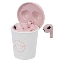 Fone de Ouvido Yookie Coffee Cup YKS052 Wireless Branco Rosa