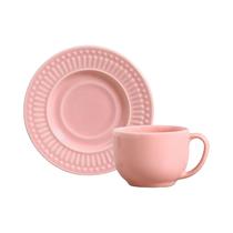 Set de Ceramica Porto Brasil Roma 378136 Taza de Te 161ML + Plato 14 CM Rosa