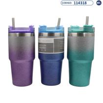 Garrafa Termica B6007 Vacuum Insulated Mug com Canudo 600ML - Brilho