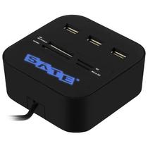 Hub USB Satellite A-HUB07 com 3 Portas USB e Slot para Micro SD/SD/MS/M2 - Preto