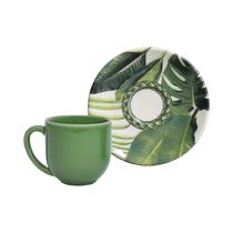 Set de Ceramica Porto Brasil Coup Foliage 539095 Taza de Cafe 112ML + Plato 12 CM